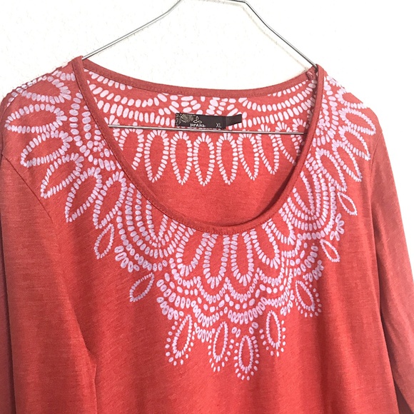 Prana Coral with White Embellished Boho Tunic Top - Picture 2 of 6